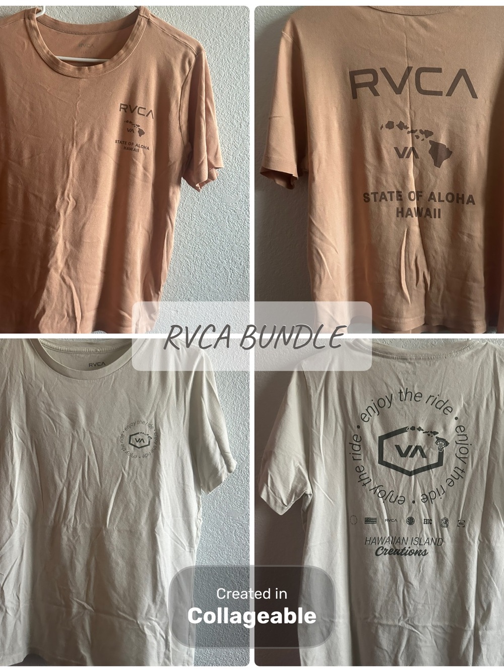 RVCA women’s Short Sleeve Tees — Peach and Cream Set